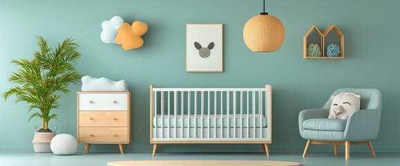Pastel Nursery with Modern Furniture