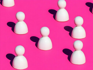 Arrangement Of White Pawns On Pink Background Realistic Photo