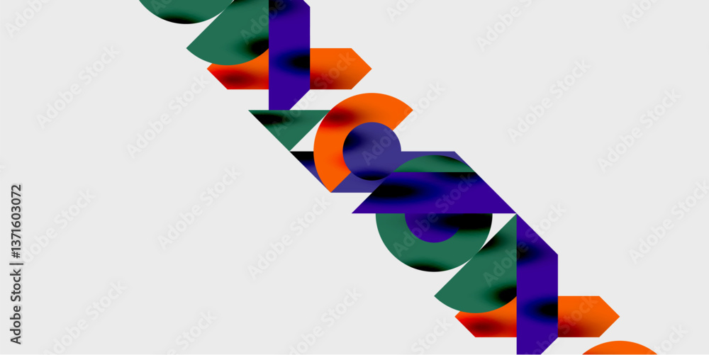 Fototapete Modern abstract background featuring circles, lines, and triangles in a dynamic geometric composition. Perfect for stylish, tech, or creative-themed designs