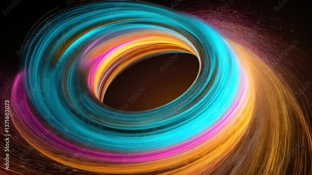 Poster mesmerizing abstract swirl of vibrant colors dynamic representation of black hole in motion, evoking