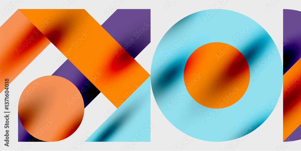 Poster Vibrant abstract background circles with smooth gradients, creating a dynamic and modern design. Ideal for creative, tech, or contemporary-themed projects