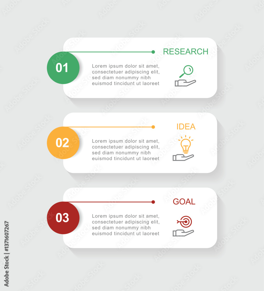 Poster 3 step banner infographic with paper style suitable for business information and web presentation