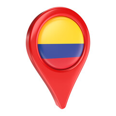 3D Colombia Flag Map Marker – Travel, Navigation, and Location Icon