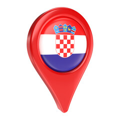 Obraz premium 3D Croatia Flag Map Marker – Travel, Navigation, and Location Icon