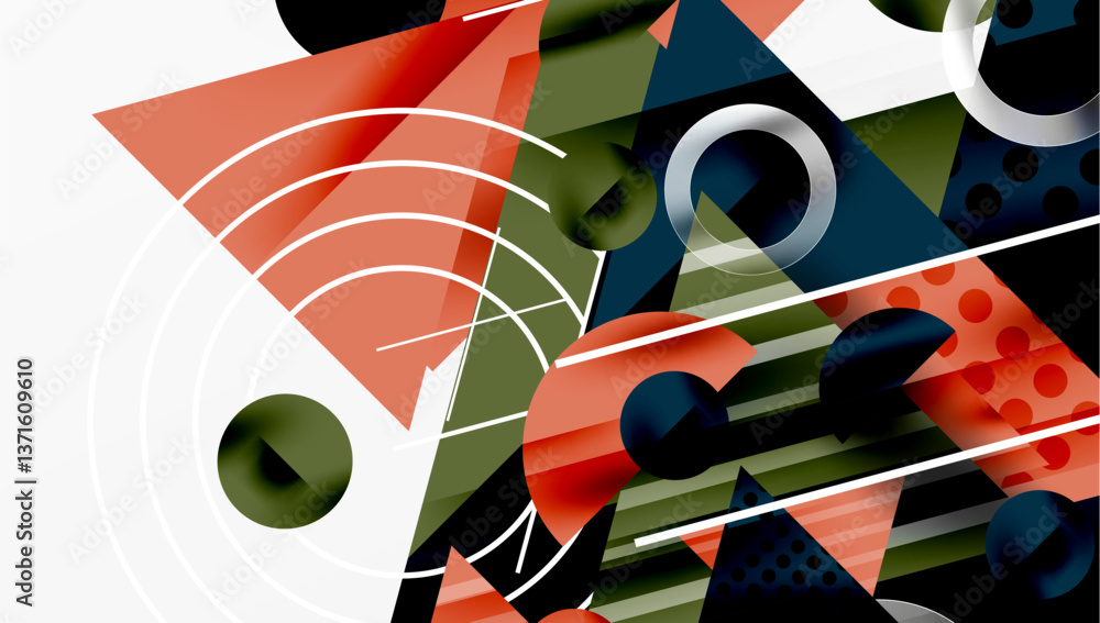 Leinwandbilder Sleek abstract background - layered triangles with vibrant gradient tones. Semi-transparent shapes add depth and contemporary aesthetic