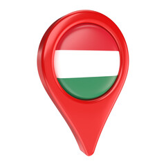 Fototapeta premium 3D Hungary Flag Map Marker – Travel, Navigation, and Location Icon