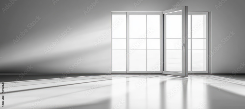 Poster modern minimalist white window design in clean studio with soft diffuse lighting