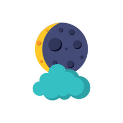 Vector image of a full moon with clouds icon with a white background