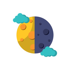 Vector image of a full moon with clouds icon with a white background