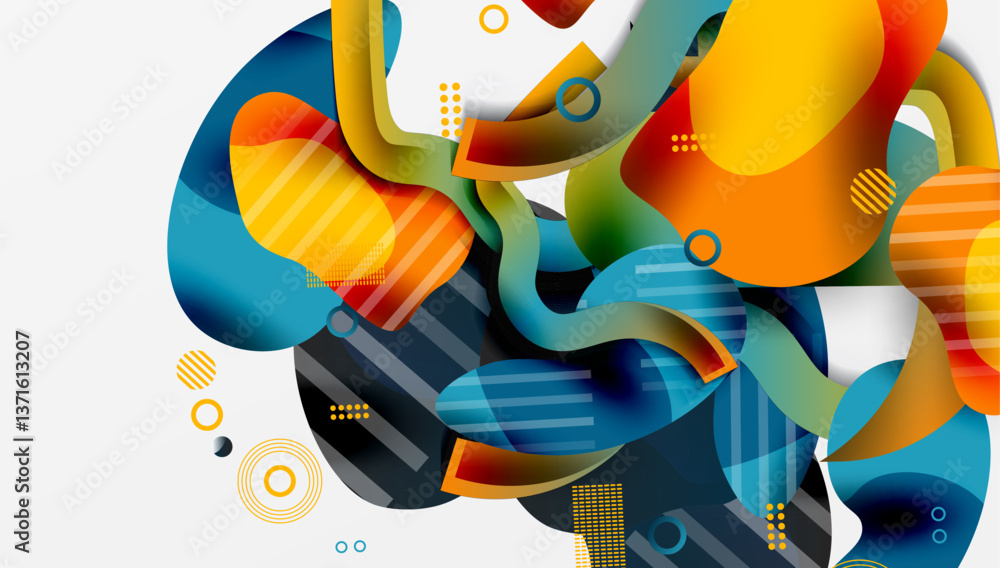 Poster Vibrant abstract background overlapping shapes