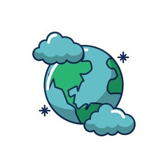 Vector image of a planet Earth icon with a white background
