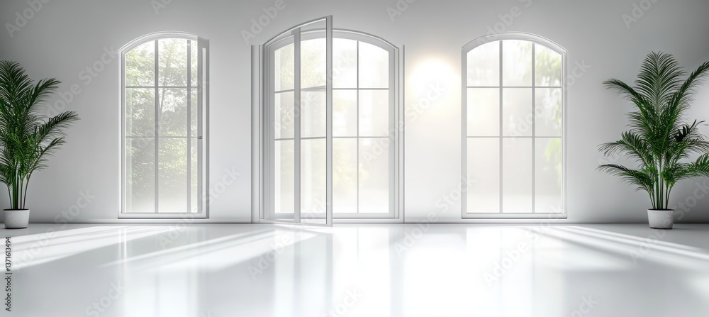 Poster minimalist modern pvc window design in clean studio setting