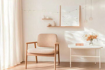 Photo of a Modern Interior Design With Wooden Chair and White Table