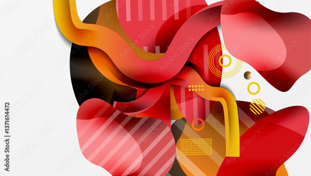 Poster Abstract background - Lines circles and liquid shapes
