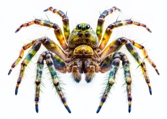 Realistic Spider Double Exposure Stock Photo: Intricate Arachnid on White