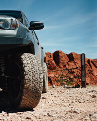 off road vehicle in the red rock desert