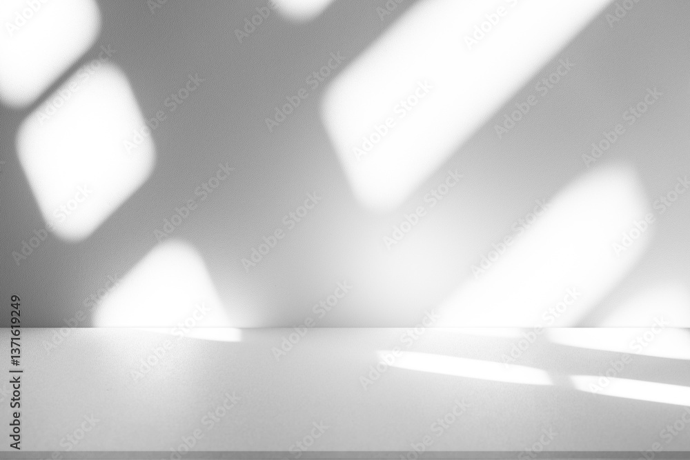 Aufkleber Wall interior background, studio and backdrops show products.with shadow from window color white and grey. background for text insertion and presentation product	
