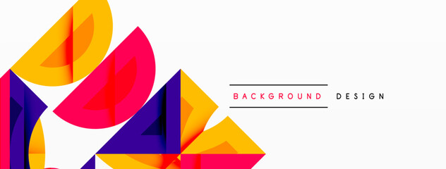 Abstract geometric background shapes forming a modern, symmetrical pattern. Bold contrast, smooth gradients, dynamic composition, futuristic style