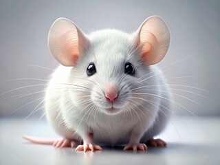 Realistic White Mouse Portrait, Modern Studio Photography