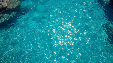 Clear turquoise water with sparkling reflections and light..