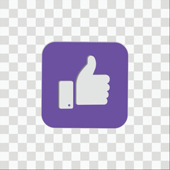 3D thumb up button on transparent background