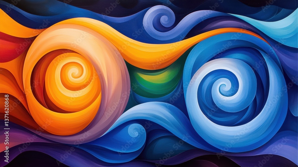 Poster abstract swirls with dynamic color transitions, creating a sense of movement and depth in artistic r