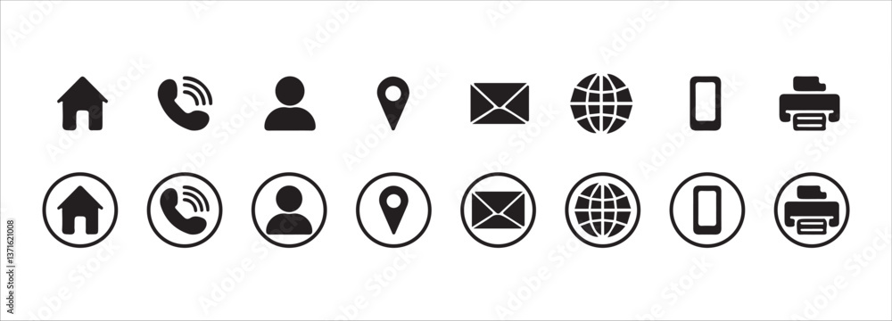 Poster web icon set. website set icon vector. for computer and mobile.business card contact information ico