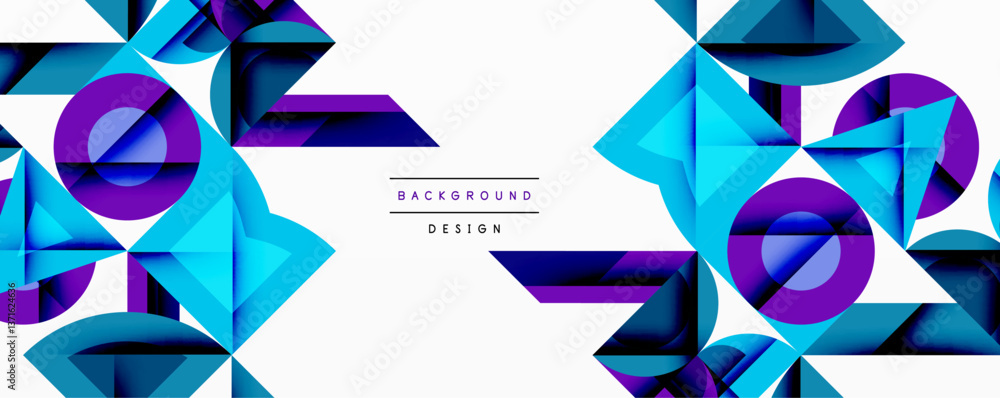 Leinwandbilder Minimal geometric abstract background. Circle square and triangle design