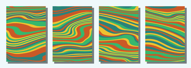 Obraz premium Abstract psychedelic groovy set background.