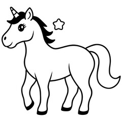 Obraz premium Magical fun unicorn line art coloring page spark