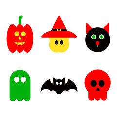 Fototapeta premium Six Icon set of Halloween outline vector illustration