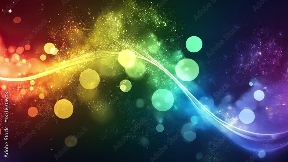 Poster vibrant abstract background with colorful bokeh lights and swirling patterns, creating sense of move