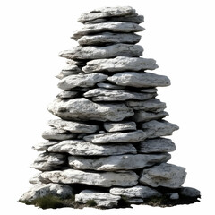 Realistic Stacked White Stones Against Isolated White Background