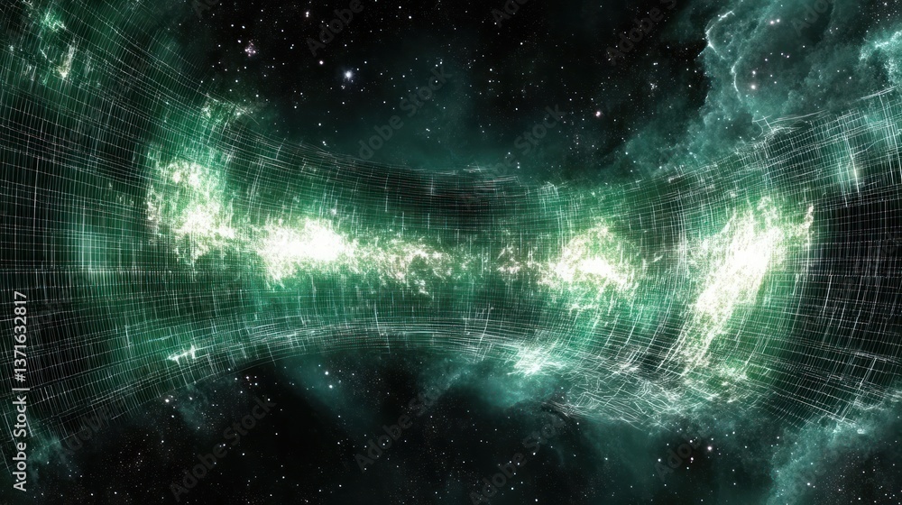 Poster interstellar plasma streams cyberpunk visualization futuristic digital abstract technology