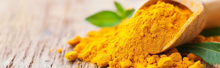 Exploring the benefits of turmeric powder in culinary arts kitchen ingredient showcase bright environment close-up view health concept