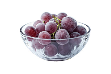 A refreshing bowl of frosty grapes Isolated on white background or PNG background .