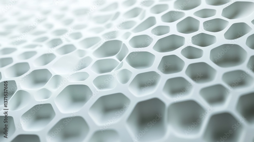 Poster abstract white honeycomb structure: a 3d render of interlocking hexagons