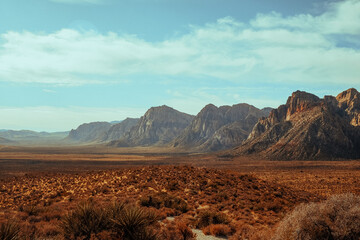 vintage mountain landscape in the morning