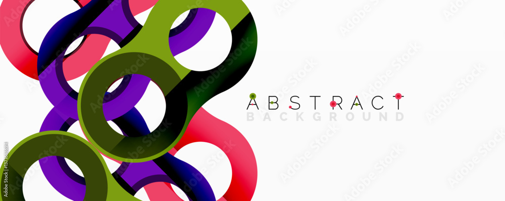 Poster Abstract circle element composition with overlapping circular and tubular shapes featuring smooth gradients, transparency effects, and dynamic layering