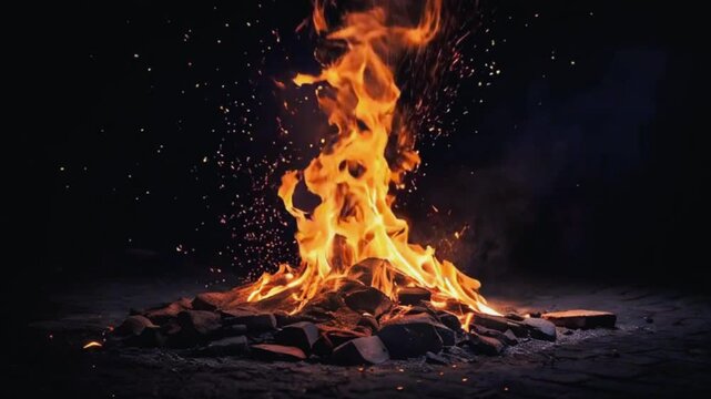 fire burning on wood 