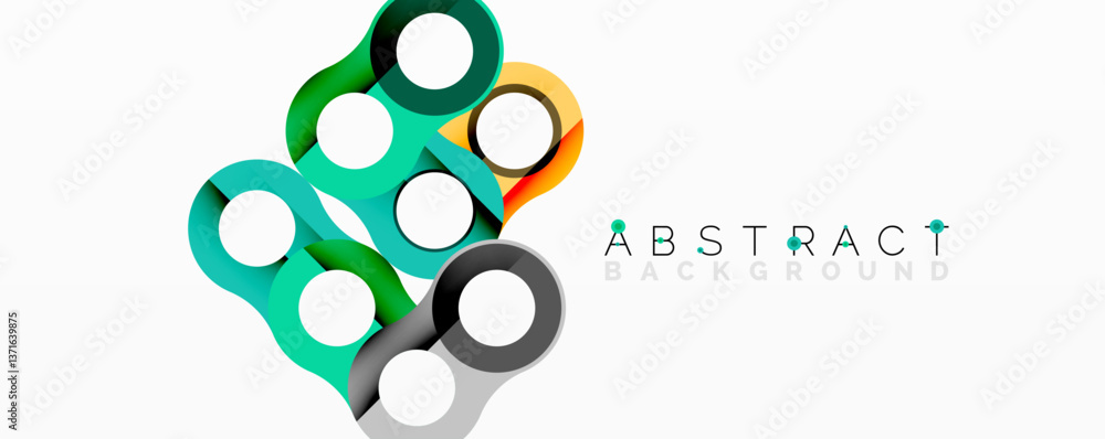 Fototapete Abstract circle element composition with overlapping circular and tubular shapes featuring smooth gradients, transparency effects, and dynamic layering