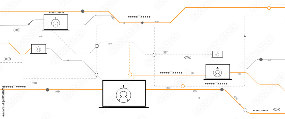 Poster Vector laptop technology background abstract with line digital