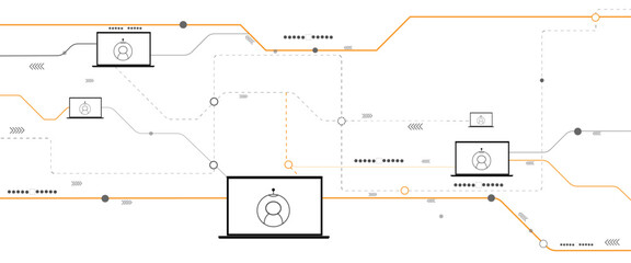 Vector laptop technology background abstract with line digital