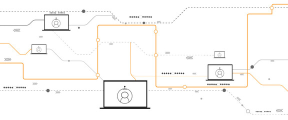 Vector laptop technology background abstract with line digital