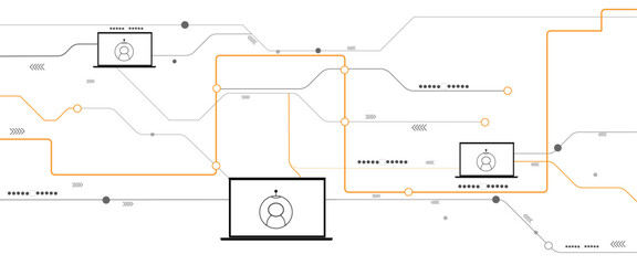 Vector laptop technology background abstract with line digital, black laptop color, style modern