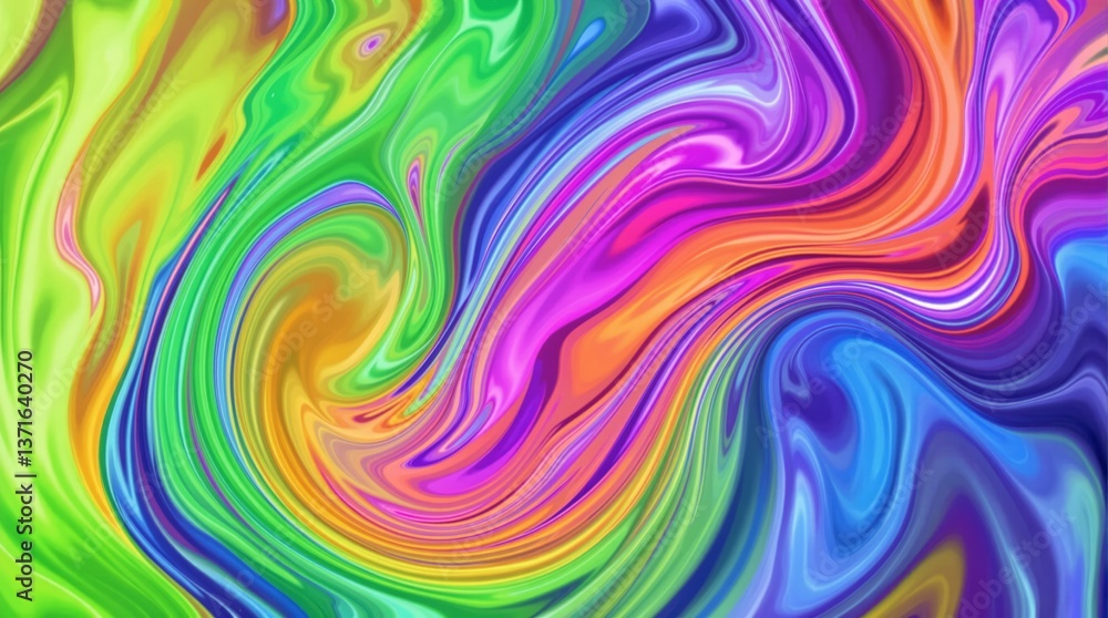 Poster abstract colorful swirl pattern with fluid motion in a glossy style on a vibrant background, concept