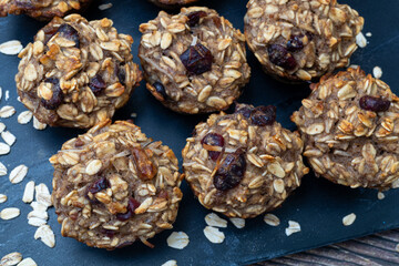 Homemade mini oatmeal muffins with cranberries.