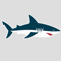 Obraz premium Stylized shark logo illustration with bold lines and fierce expression 