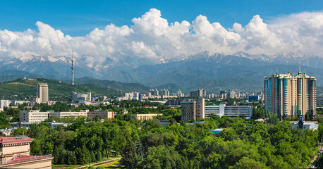 Fototapeta premium The largest economic and cultural center of Kazakhstan is the city of Almaty on a summer day.