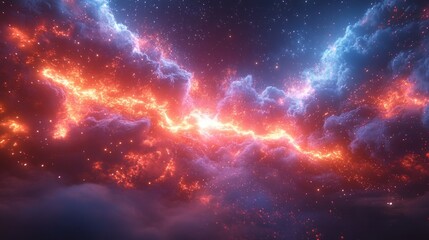 Fototapeta premium Blue Electric Energy Plasma Network Abstract Dark Space AI Technology Neural System Science Innovation